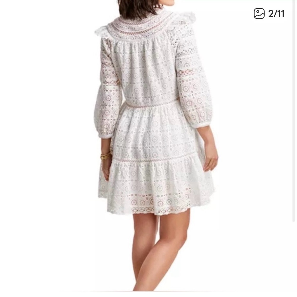 VINEYARD VINES White Tiered Eyelet Ruffled Mini Dress size XS - Picture 6 of 6